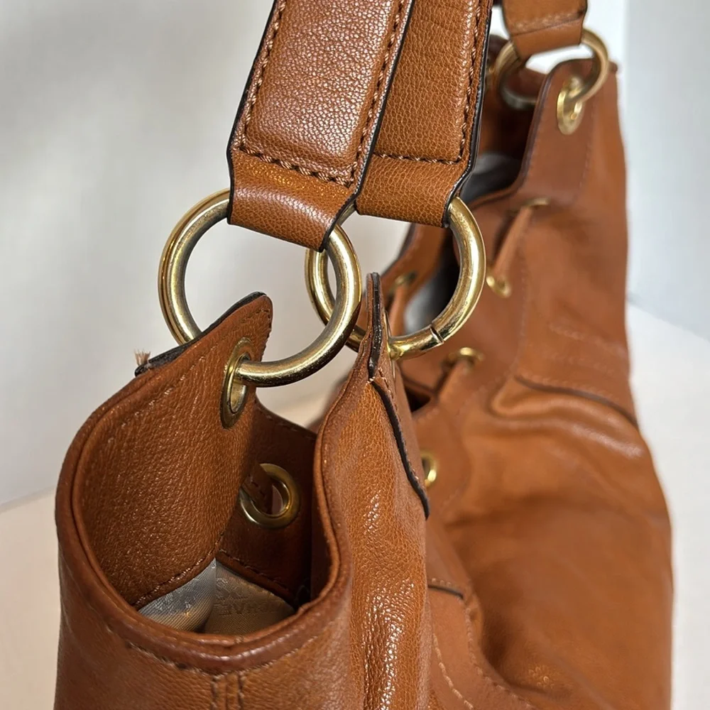 Michael Kors Large Brown Leather Shoulder Bag Gold Hardware